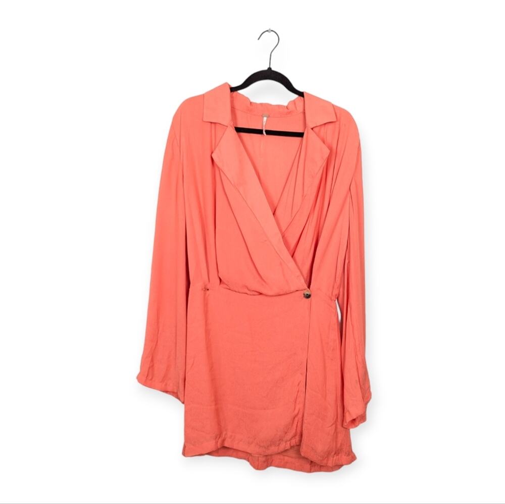 Free People Simone Coral Snakeskin Print Long Sleeve Blazer Mini Dress